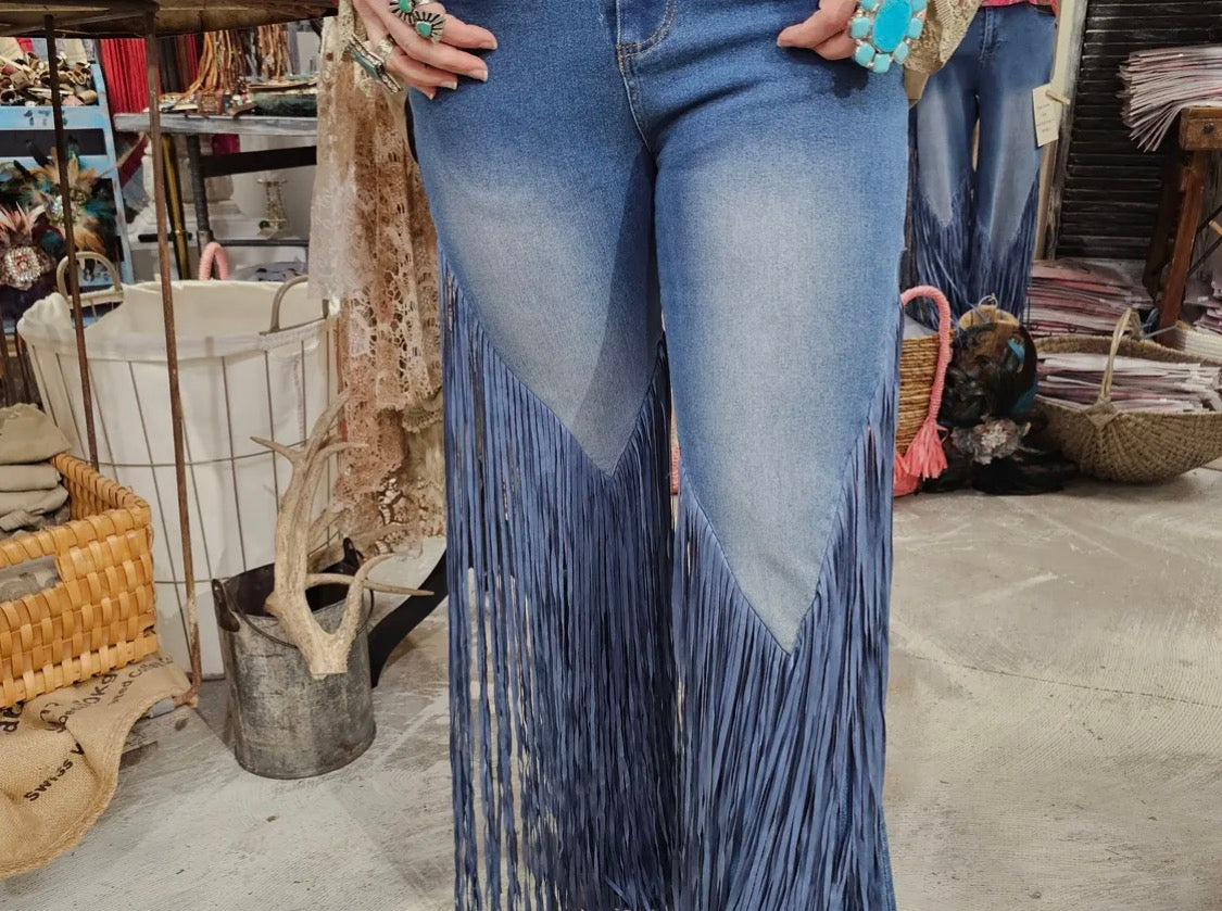Fringed Snap Jeans By A Rare Bird