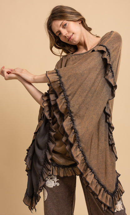 Solid Round Neck Ruffle Top