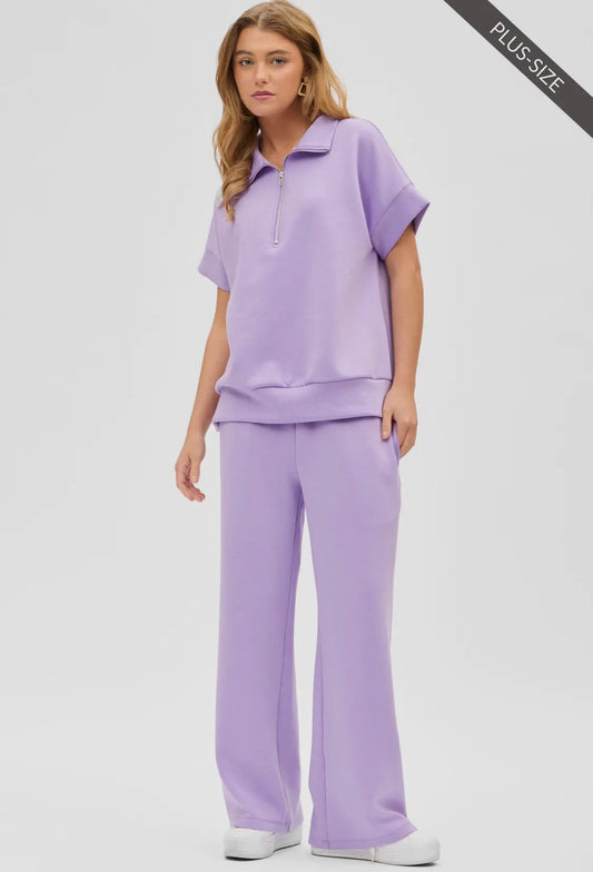 Lilac Quarter Zip Dolman Sleeve+ Jogger Modal Set