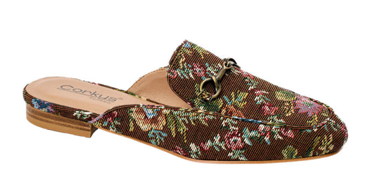 Rust Brocade Floral Mule By Corkys