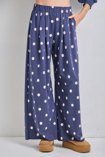 Navy & Cream Polkadot Lounge Pants