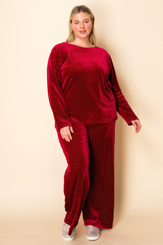 WINE SPARKLING RHINESTONE VELVET TOP