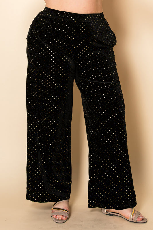 BLACK SPARKLING RHINESTONE VELVET PANTS
