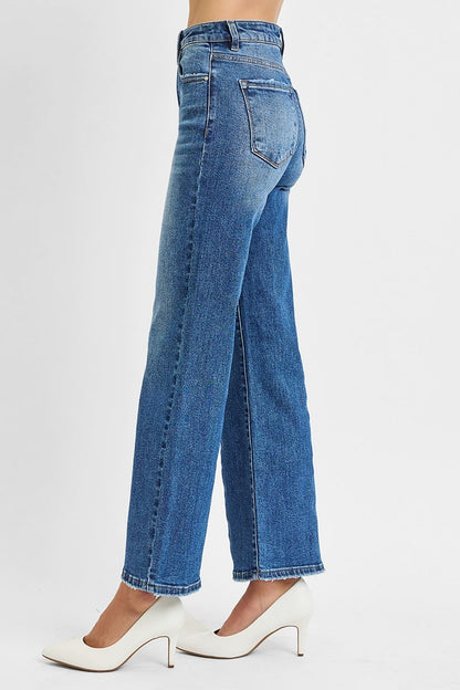 Curvy MEDIUM HIGH-RISE ANKLE STRAIGHT RELAXED JEANS