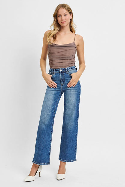 Curvy MEDIUM HIGH-RISE ANKLE STRAIGHT RELAXED JEANS