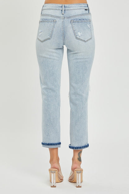 Curvy MID RISE SEQUINS PATCHED TAPERED JEANS