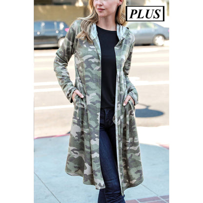 Grey Camo Long Hoodie Cardigan