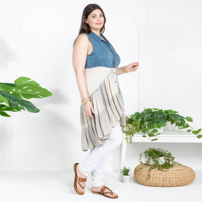 Young Threads - Latte Front-Open Asymmetrical High Low Top