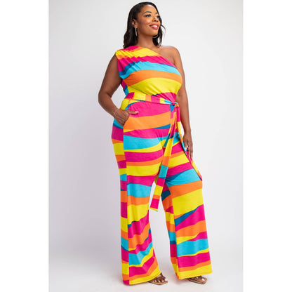 The Curve LA -Rainbow One Shoulder Jumpsuit