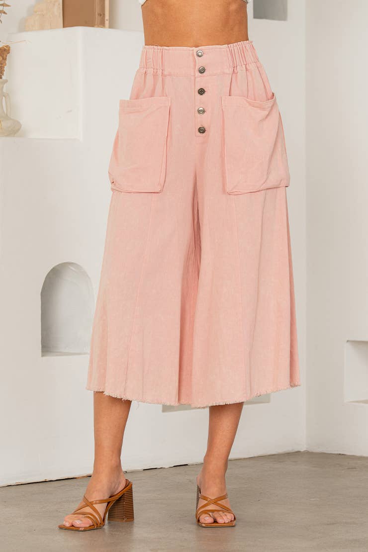 Sew In Love - Rose Pink High Rise Wide Leg Pants with Pockets