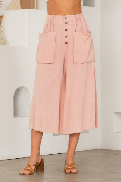 Sew In Love - Rose Pink High Rise Wide Leg Pants with Pockets