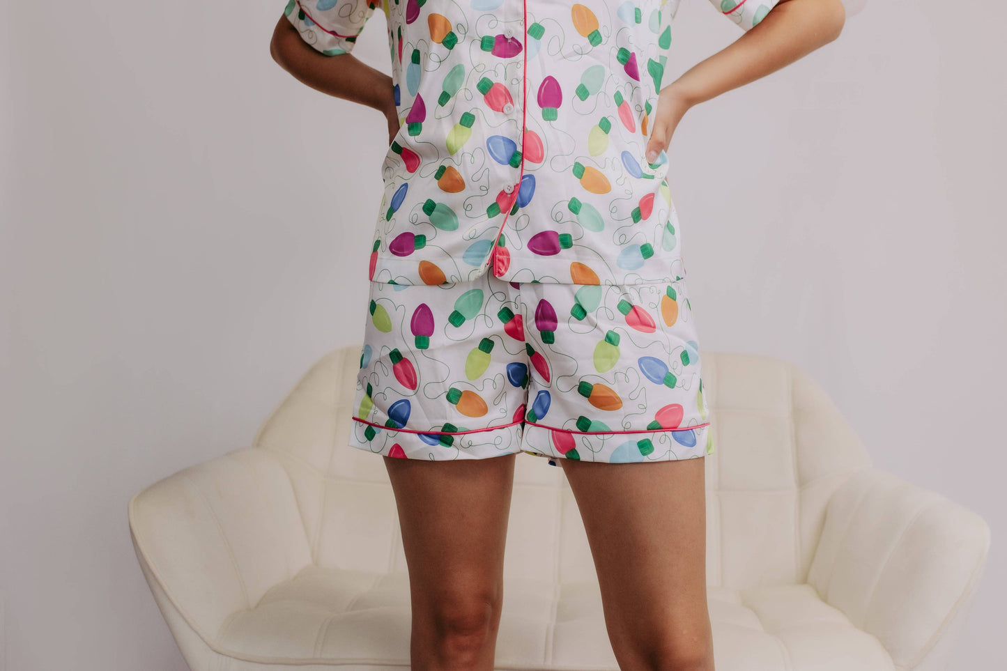 Light Me Up Satin Pajamas Shorts Set