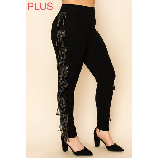 VOCAL - CURVY LEGGINGS WITH STUDDED FRINGES