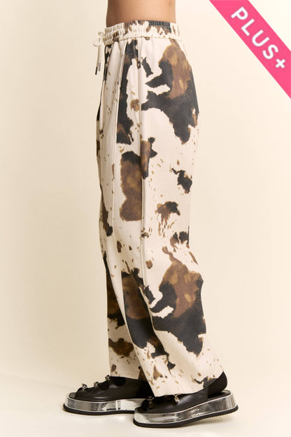 Davi & Dani-TIE-DYE WIDE-LEG DRAWSTRING-HEM PANTS