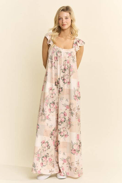 JADE BY JANE - CURVY VINTAGE GARDEN WIDE-LEG JUMPSUIT