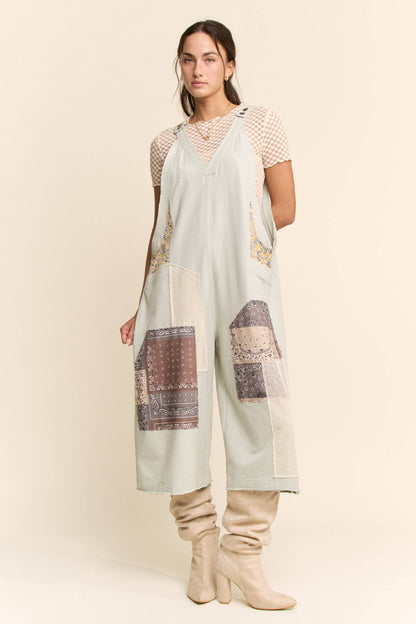 Davi & Dani -COTTON PATCHWORK JUMPSUIT ADJUSTABLE STRAP