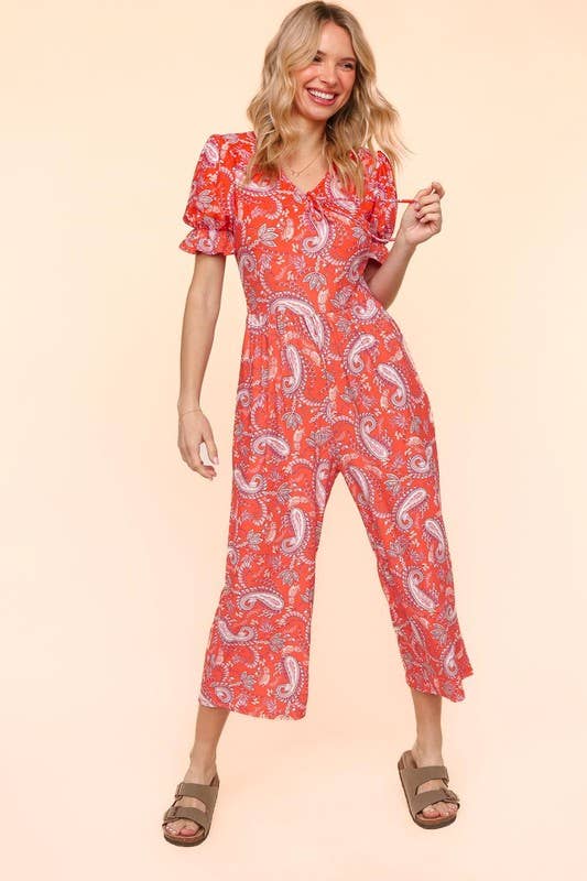 Haptics - Plus Flora Knit Spring Jumpsuit With Side Pockets