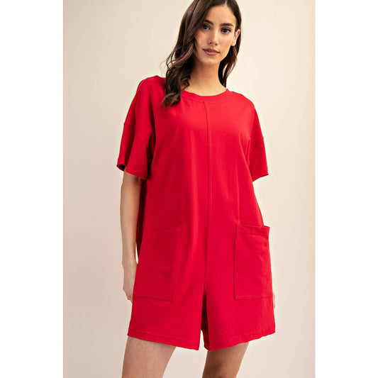 Rae Mode - RED COTTON LYCRA SUMMER ROMPER