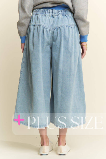 J.NNA -~  LIGHT DENIM CAPRI WIDE JEANS
