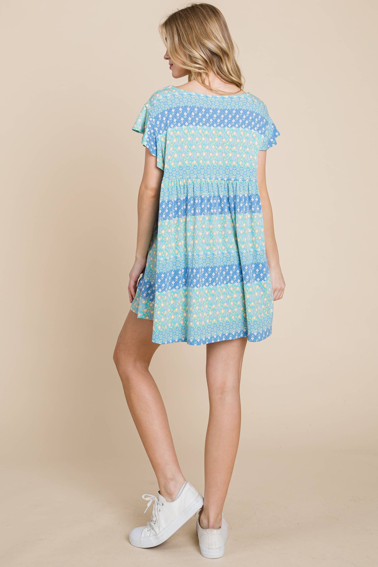 Blue Floral Babydoll Dress