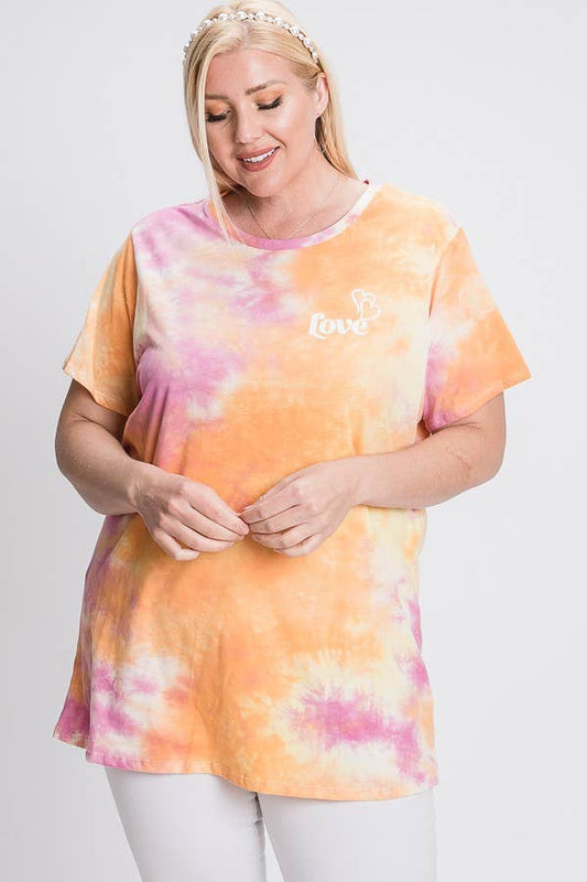 JADE BY JANE - ORANGE TIE-DYE LOVE IS KIND GRAPHIC T SHIRT