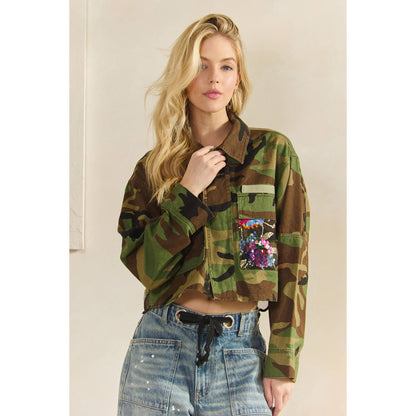 Veveret - Camo Sequins Contrast Jacket