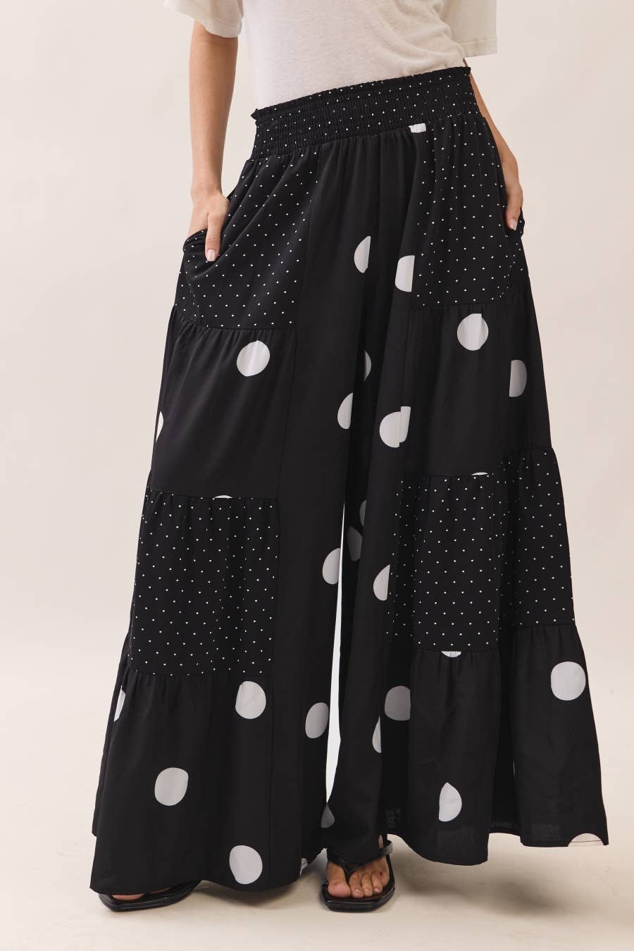 Oddi -Polka Dot Tiered Palazzo Pants