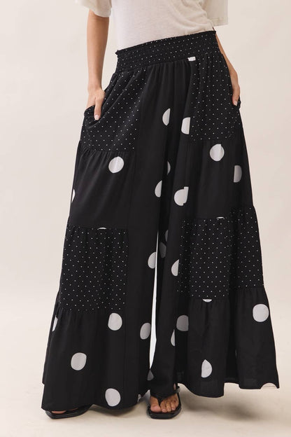 Oddi -Polka Dot Tiered Palazzo Pants