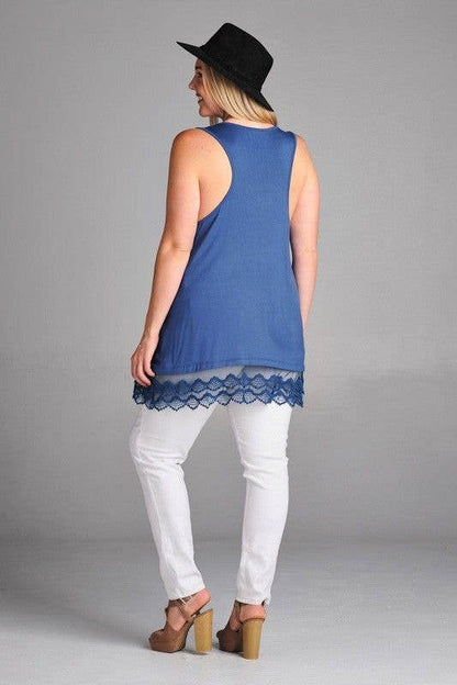 Indigo Blue Lace Extender Tunic Top
