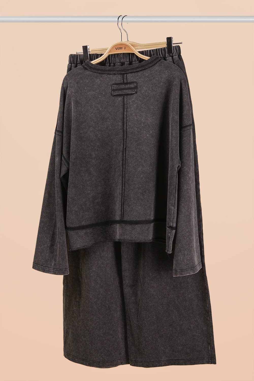 The Curvy Black Mineral Washed Knit Set