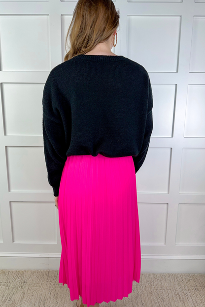 Jess Lea - Hot Pink Aubrey Pleated Midi Skirt-3X