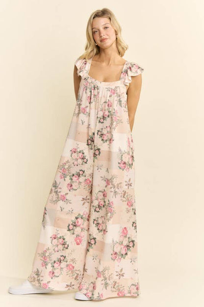 JADE BY JANE - CURVY VINTAGE GARDEN WIDE-LEG JUMPSUIT