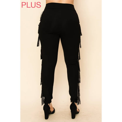 VOCAL - CURVY LEGGINGS WITH STUDDED FRINGES