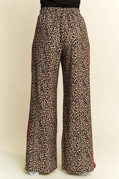 JADE BY JANE - CURVY LEOPARD CONTRAST TROUSER W/ RED PANEL