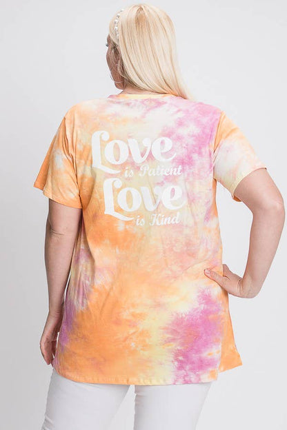 JADE BY JANE - ORANGE TIE-DYE LOVE IS KIND GRAPHIC T SHIRT