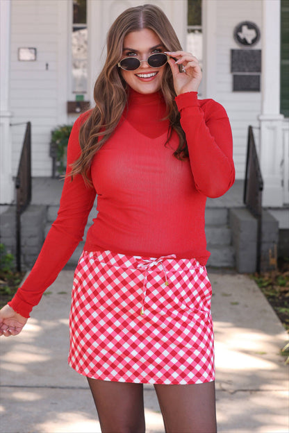 Jess Lea - Red Diagonal Gingham Skort
