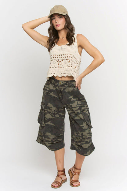 JADE BY JANE - PLUS SIZE CAMO CARGO MIDI PANTS