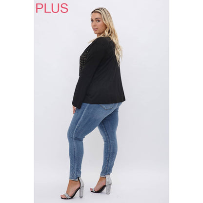 VOCAL - CURVY SUEDE NAILHEAD FRINGED JACKET