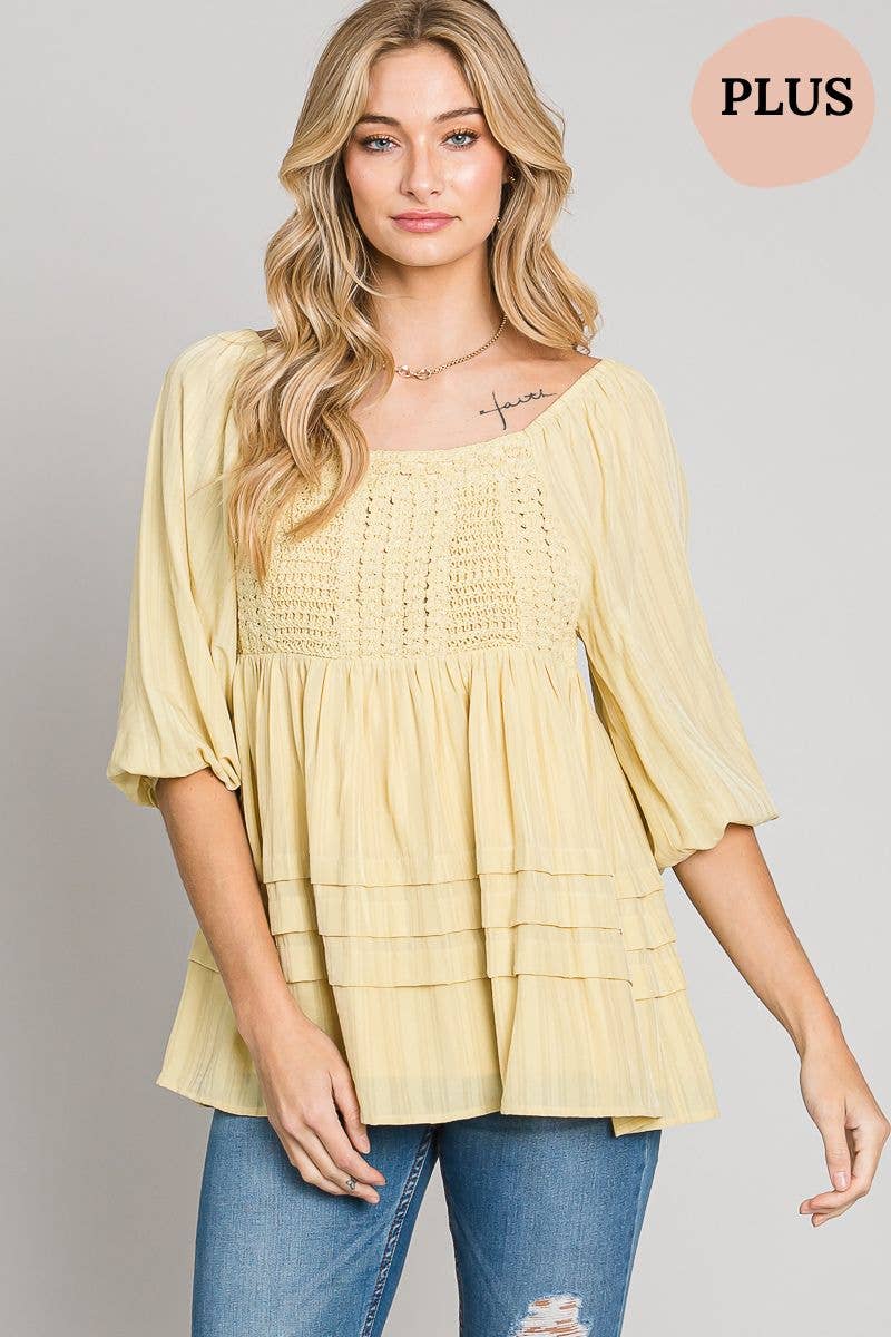 Heyson - EGGNOG CONVERTIBLE CROCHET BABYDOLL BLOUSE