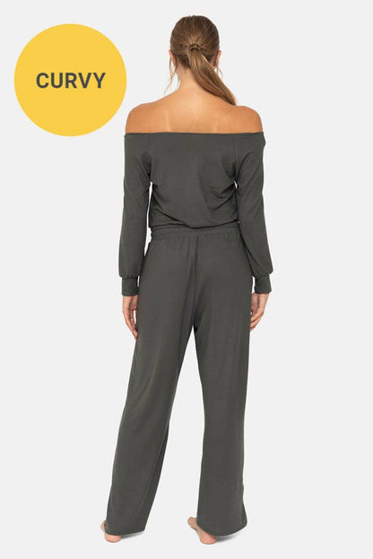 Curvy Off-the-Shoulder Lounge Jumpsuit