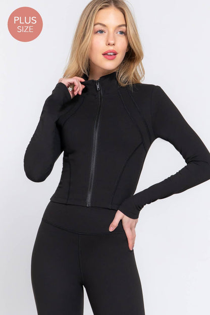 Black Long Sleeve Mock Neck Zip-Up & Matching Yoga Pants