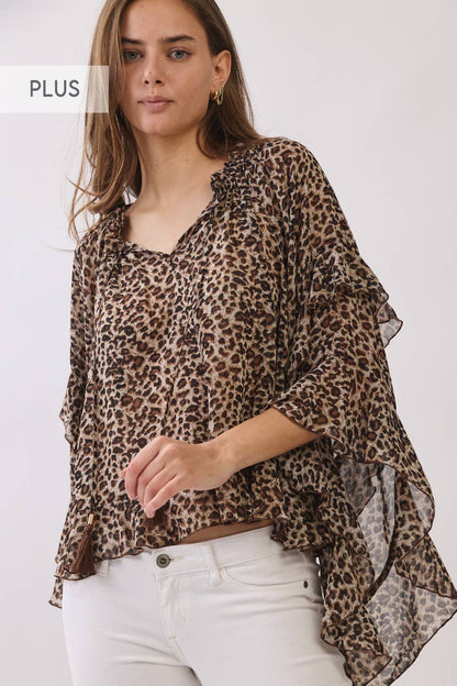 Oddi - Leopard Printed Chiffon Blouse