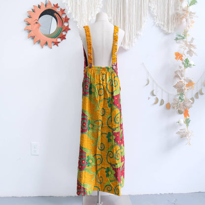 Handmade Kantha Upcycled Cotton Bib Dress