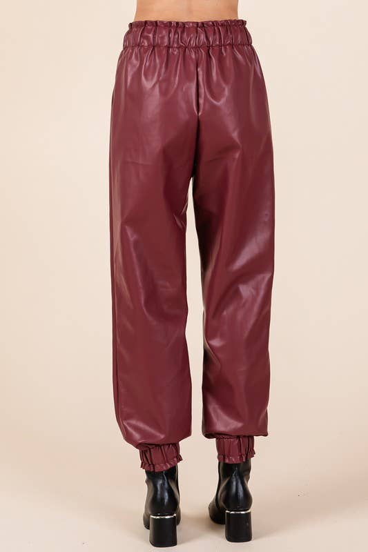 Faux Leather Jogger Pants