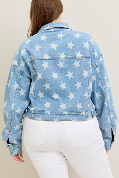 Judy Blue Jeans - All Over Star Print Denim Jacket