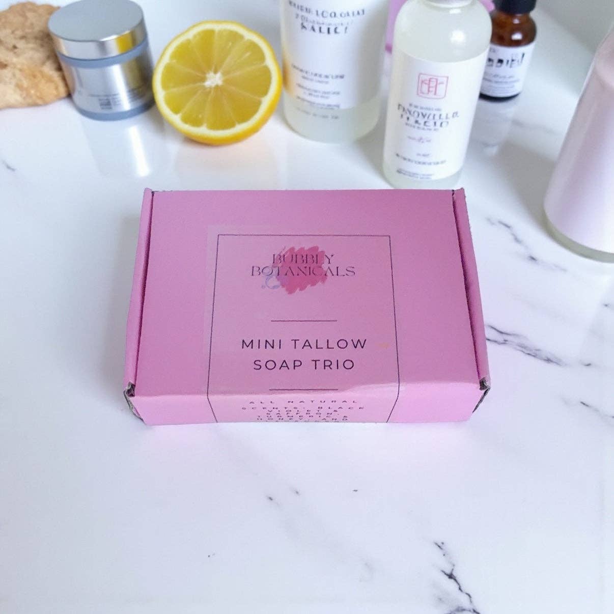 Bubbly Botanicals - Mini Tallow Soap Gift Set (3 Pack) –Natural Handmade Soaps for Gifting