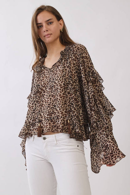 Oddi - Leopard Printed Chiffon Blouse