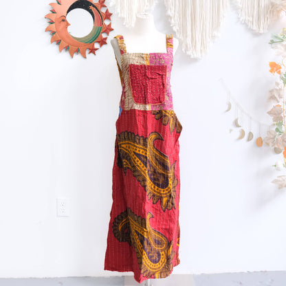 Handmade Kantha Upcycled Cotton Bib Dress