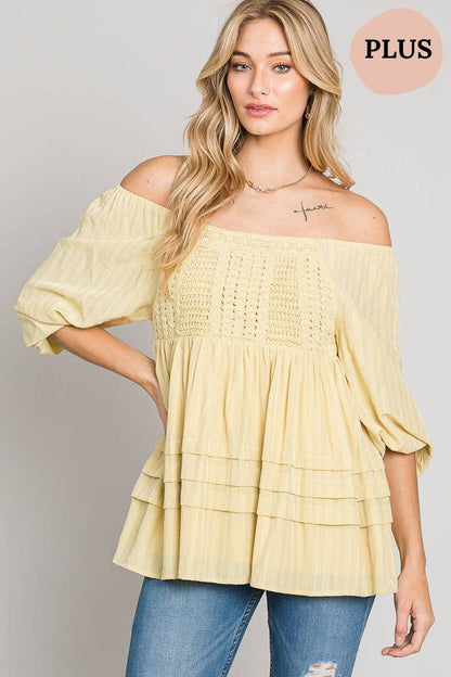 Heyson - EGGNOG CONVERTIBLE CROCHET BABYDOLL BLOUSE