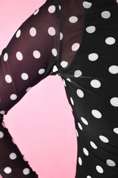 Jess Lea - Keigan Mesh Top- After Dark Polka Dot